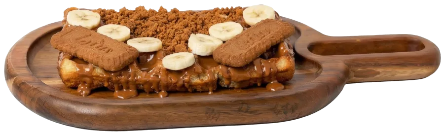 Lotus Belgian waffle with Biscoff and banana